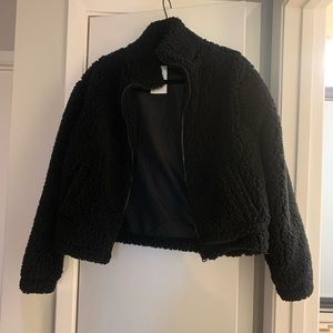 Black Sherpa cropped jacket